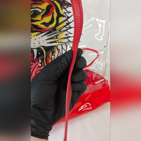 Ed Hardy Clear Tiger Tote PVC Red Trim Shoulder Bag Tattoo DEADSTOCK - NWT - Picture 5 of 10
